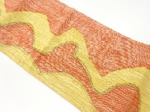リサイクル　手織り真綿紬抽象模様織出し名古屋帯